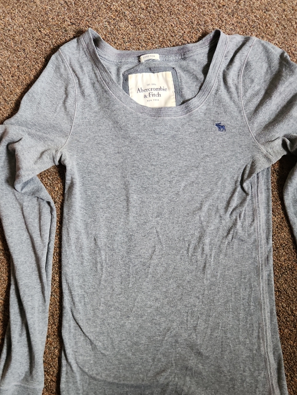 Abercrombie & Fitch Heather Gray Long Sleeve Scoop Neck Top